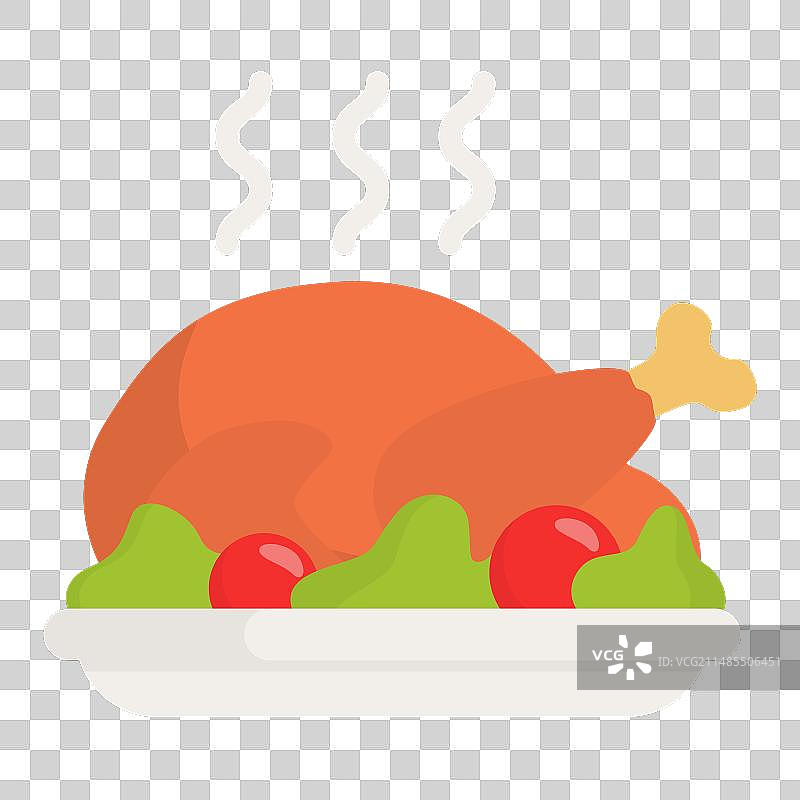 烤鸡扁平图标图片素材