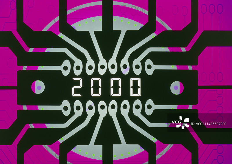 带有千禧年日期的电路电脑艺术图图片素材