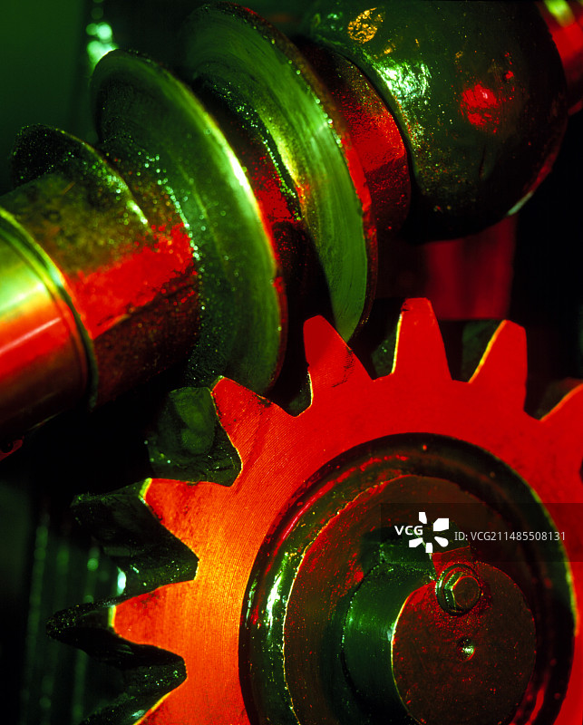 蒸汽牵引机齿轮的特写图片素材