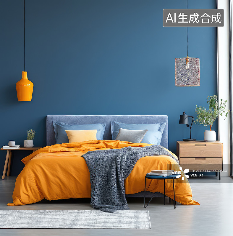 【AI数字艺术】暖色卧室图片素材