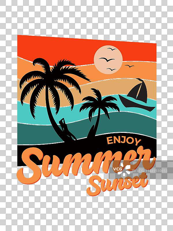 夏威夷棕榈海滩夏季日落图片素材