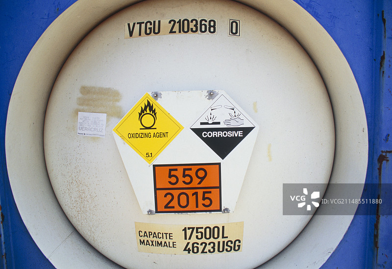 化学品警告标志：氧化剂、腐蚀剂图片素材