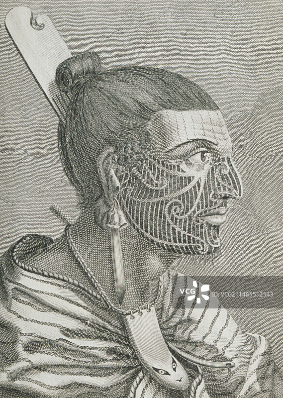 1777年毛利人雕刻图片素材