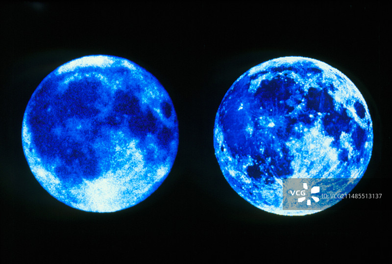 月球的紫外线和可见光图像图片素材