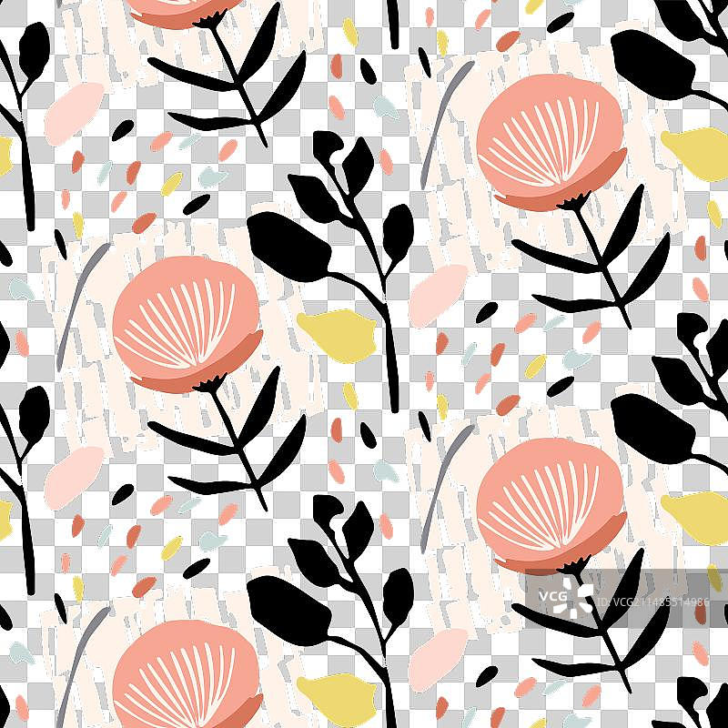 世纪中期现代花卉无缝图案图片素材