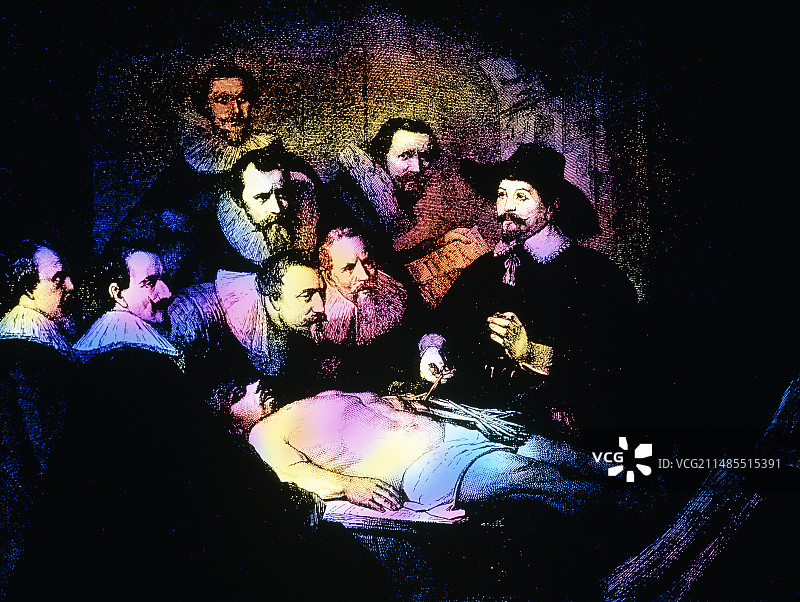 伦勃朗《人体解剖课》的雕刻版画图片素材