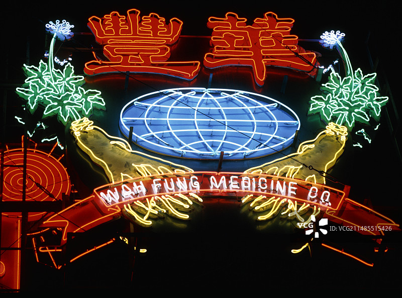 中国香港的霓虹灯标牌图片素材