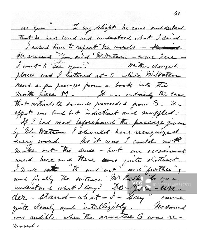 亚历山大·格拉汉姆·贝尔笔记本中的一页图片素材