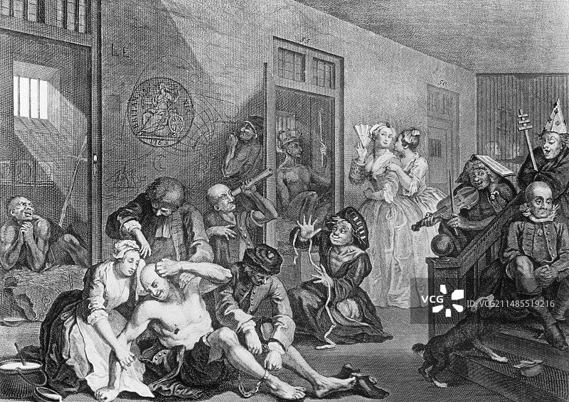 贝德拉姆，霍加斯版画作品图片素材