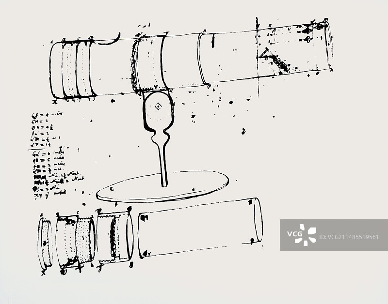 牛顿反射望远镜手稿图片素材