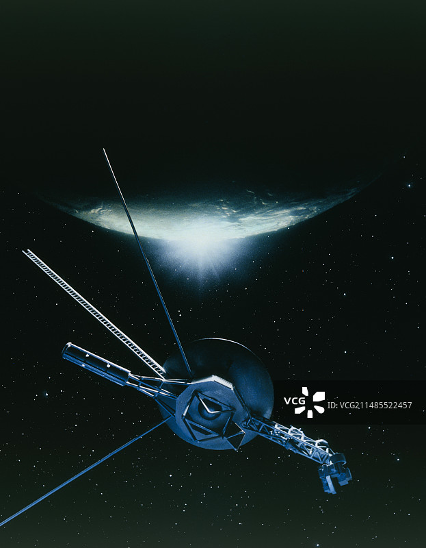 旅行者2号离开海卫一的艺术作品图片素材