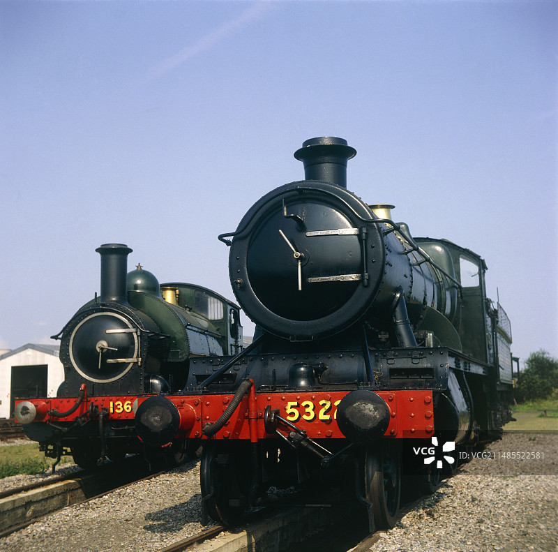大西部铁路上的两台蒸汽机车图片素材