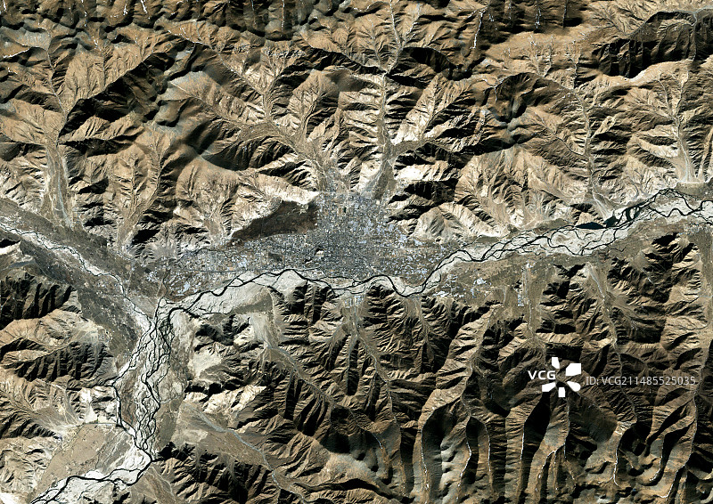 拉萨卫星图像图片素材