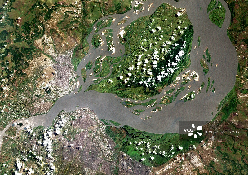 金沙萨和布拉柴维尔卫星图像图片素材