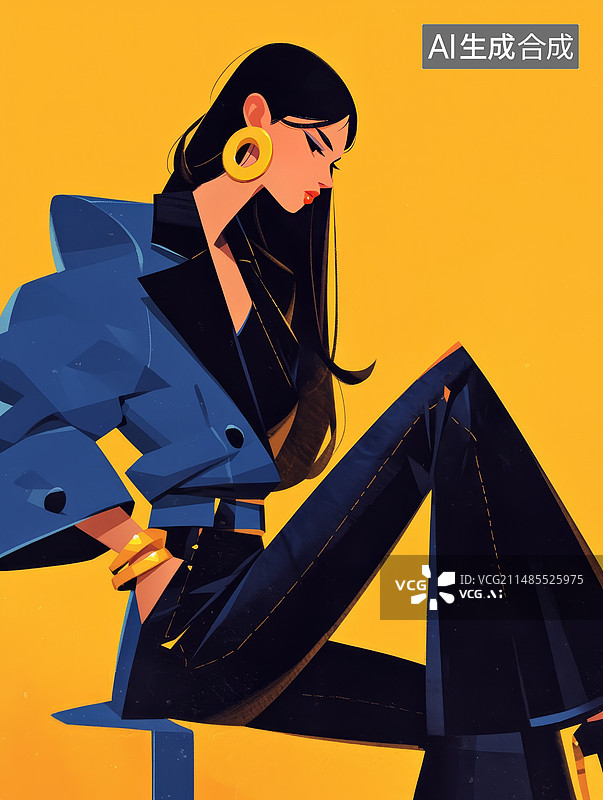 【AI数字艺术】时尚女孩图片素材
