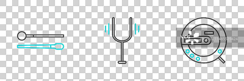 CD播放器、鼓槌和乐符图标素材图片素材