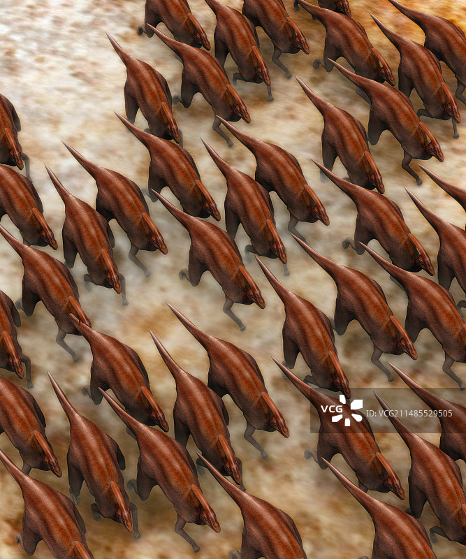 副栉龙恐龙群图片素材