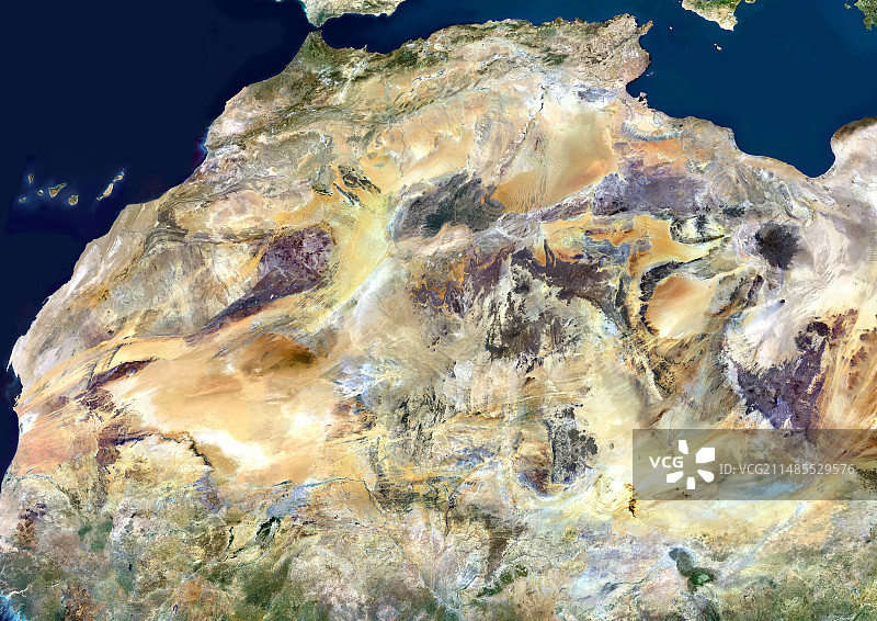 撒哈拉沙漠卫星图像图片素材