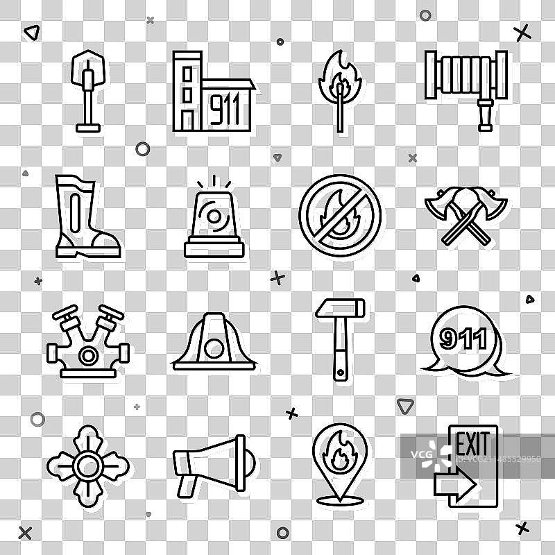 折线消防出口紧急呼叫911消防员图片素材