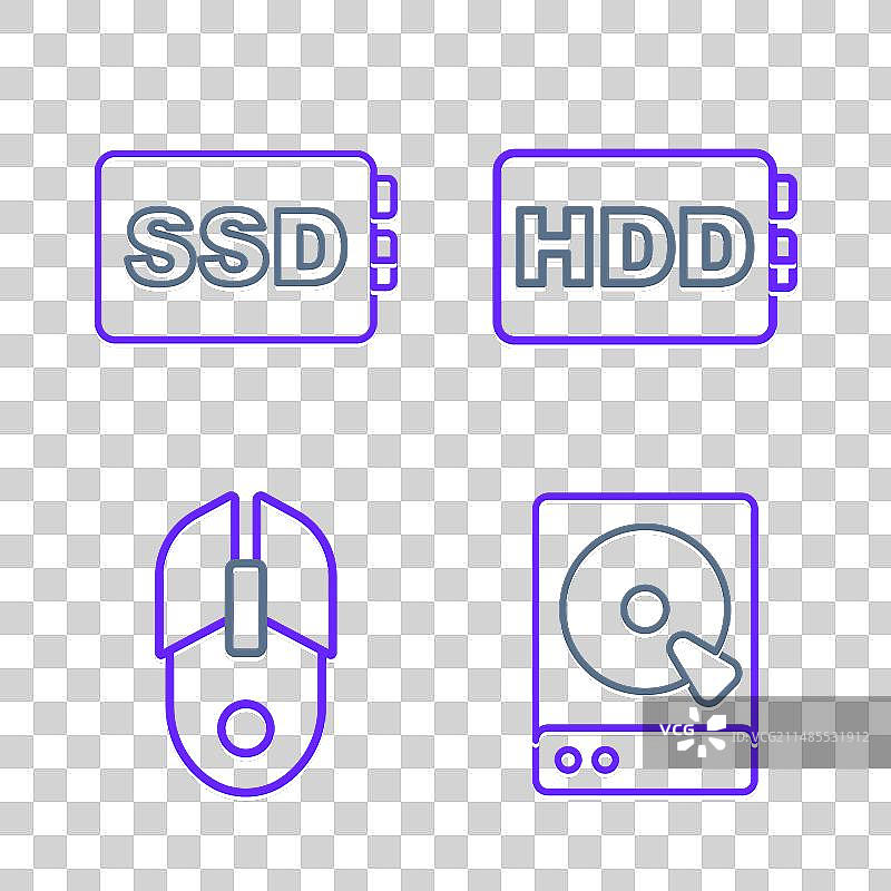 硬盘驱动器、鼠标等电脑配件图片素材
