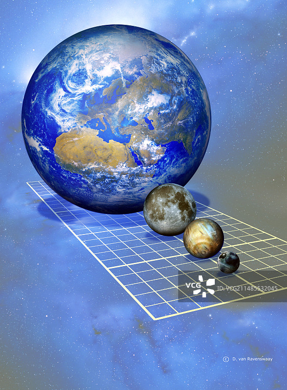 地球、月亮和矮行星图片素材