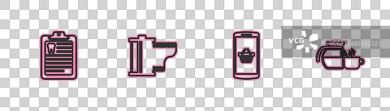 带有牙科卡购物的线条剪贴板图片素材