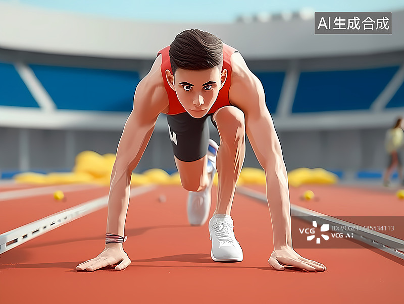 【AI数字艺术】跑道起跑和终点冲刺图片素材