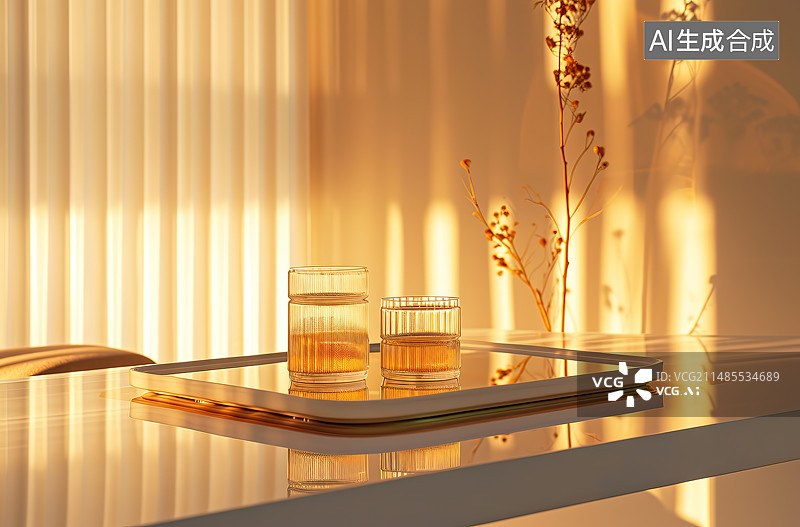 【AI数字艺术】家里桌子上的花瓶特写镜头图片素材
