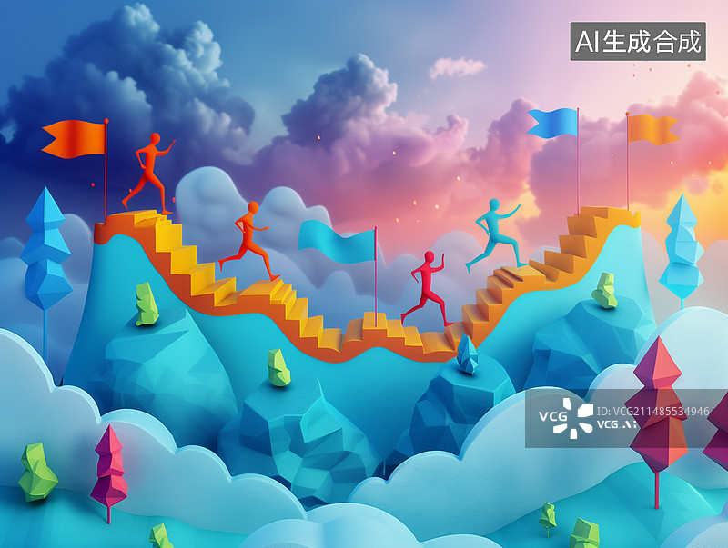 【AI数字艺术】起跑冲刺插画图片素材