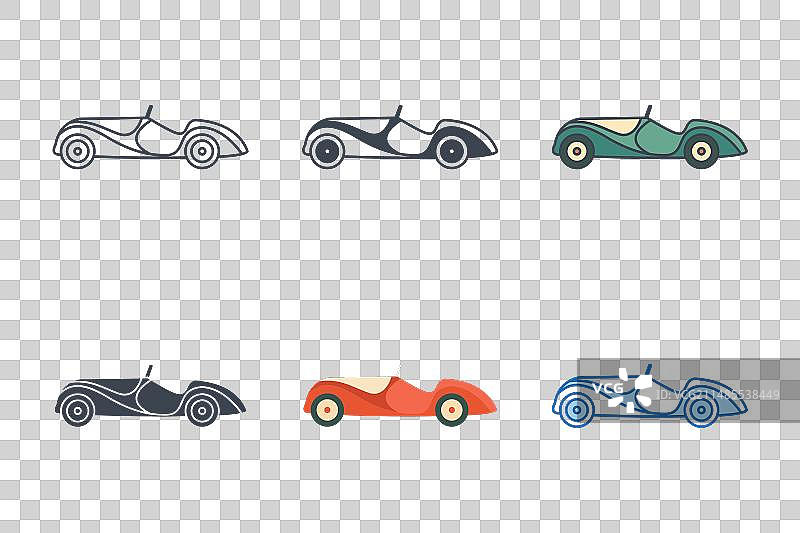 不同风格的经典汽车图标合集图片素材