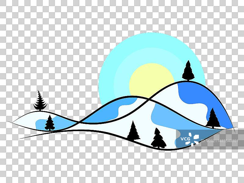 冬季雪山杉树景观图片素材