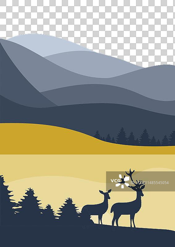 极简蓝色野生动物风景图片素材