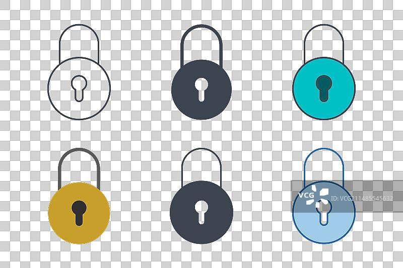 不同样式的挂锁图标合集图片素材