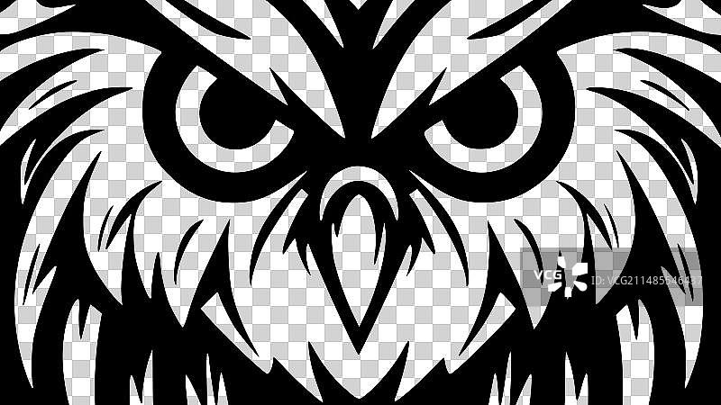 猫头鹰-黑色和白色孤立的图标图片素材