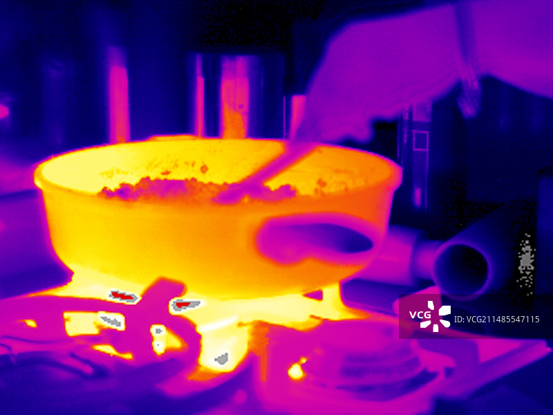 在燃气灶上烹饪，热谱图图片素材