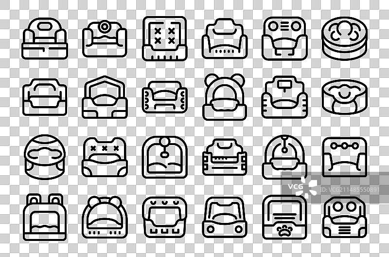 宠物床图标轮廓线，猫狗屋图片素材