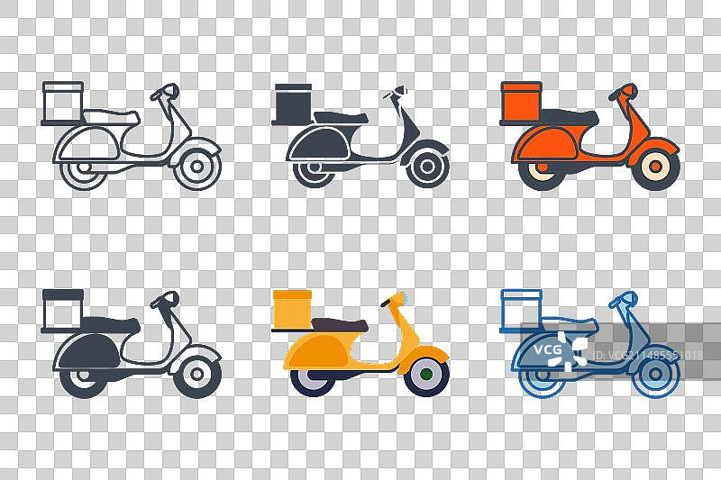 不同样式的摩托车图标合集图片素材