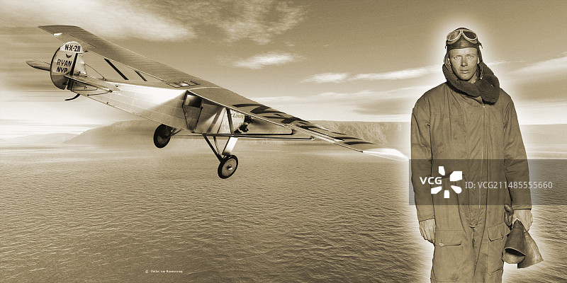 1927年首次单人跨洋飞行图片素材