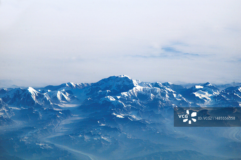 从国际空间站拍摄的美国德纳里山图片素材