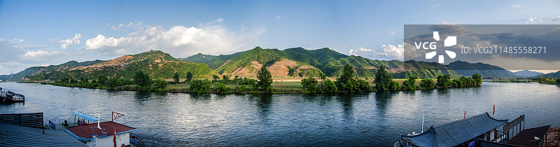 集安鸭绿江夕映异国全景图图片素材