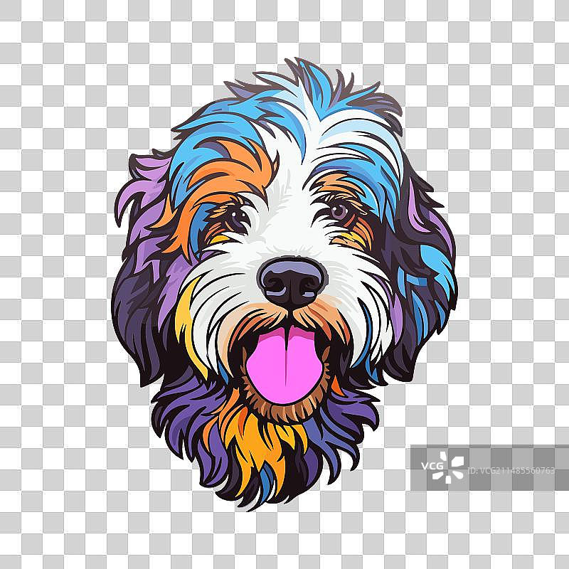 斯卡彭多斯犬品种的彩色卡通形象图片素材