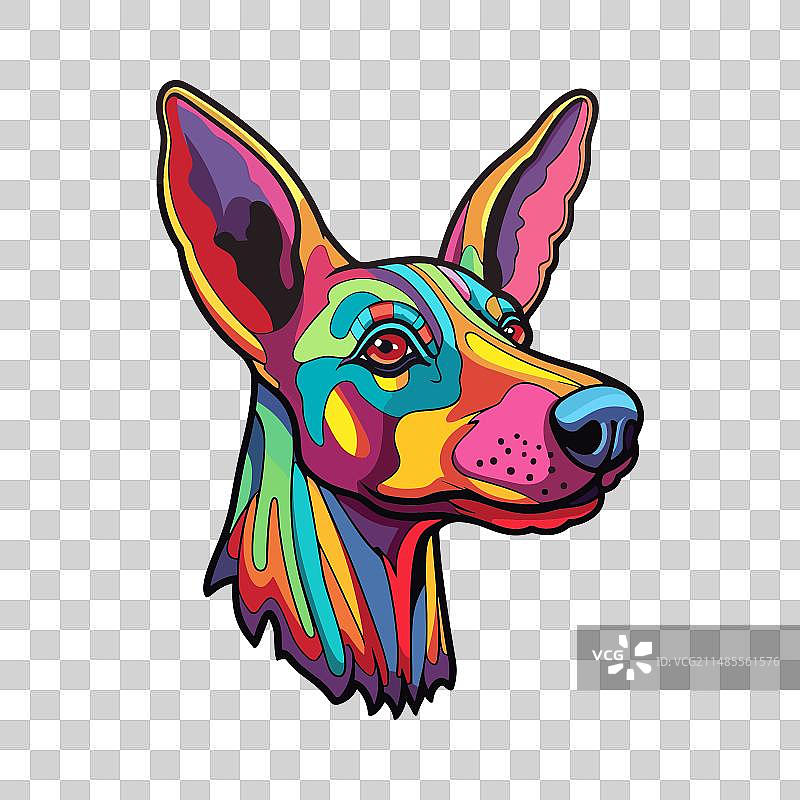 墨西哥无毛犬品种彩色卡通形象图片素材