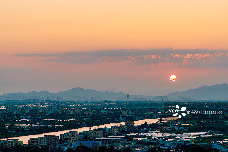 黄昏下的香海大桥图片素材