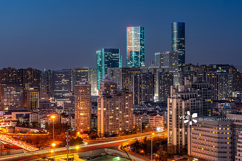 青岛市北区CBD夜景图片素材