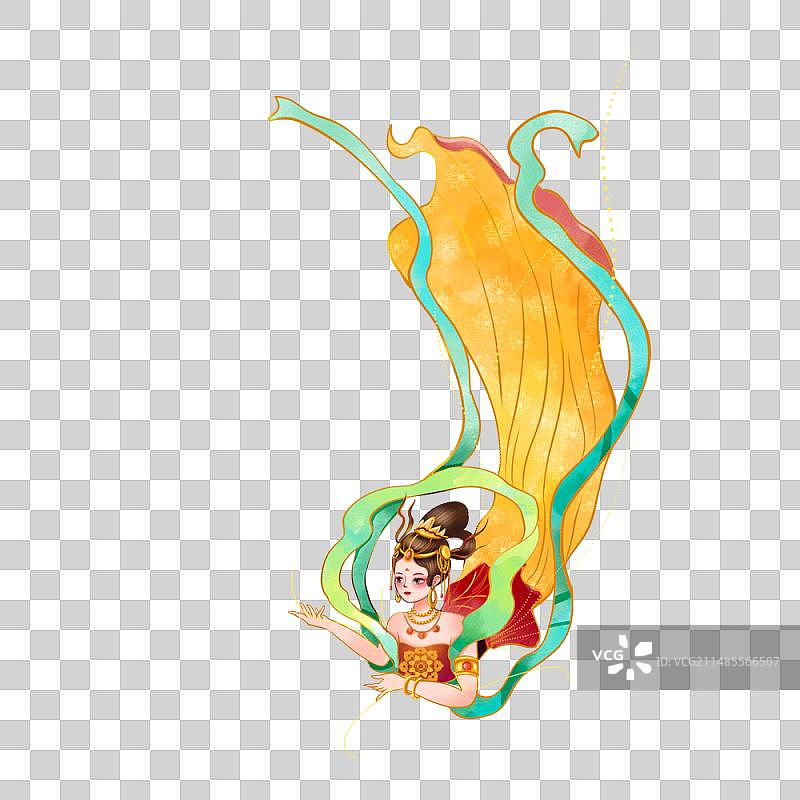 手绘飞天人物装饰元素图片素材
