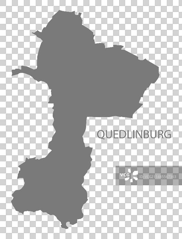 奎德林堡德国城市地图灰色剪影图片素材