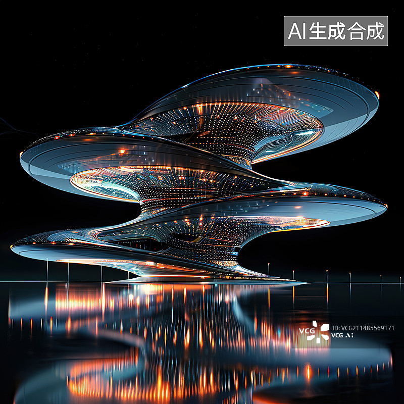 【AI数字艺术】夜晚的城市风光图片素材