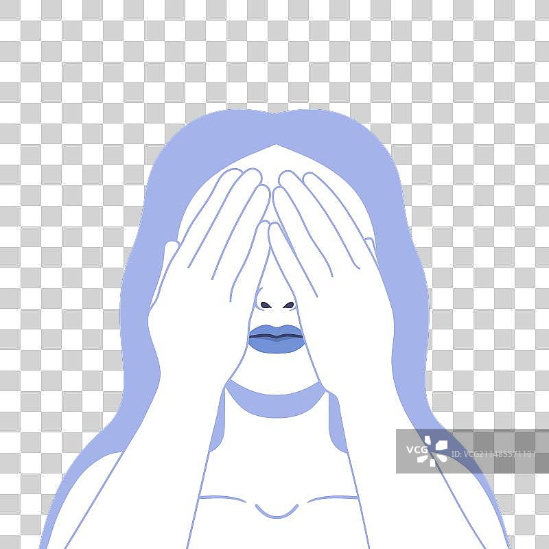 年轻女子遮住眼睛肖像图片素材