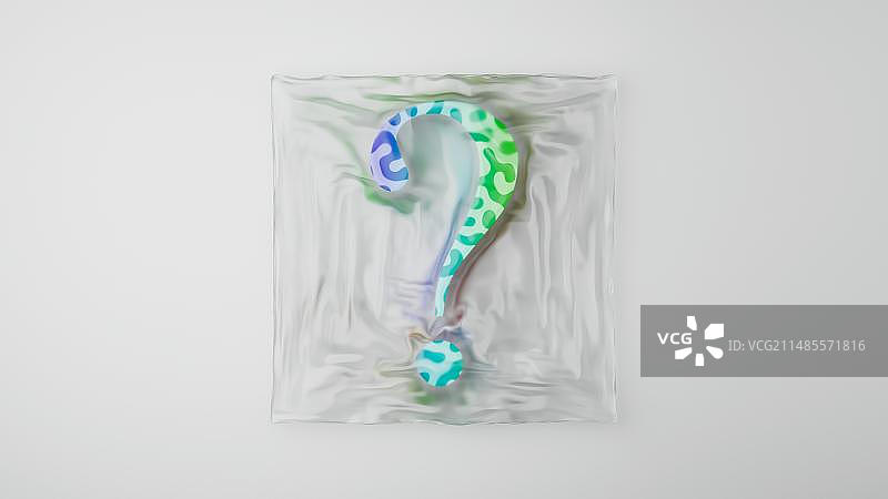 真空包装袋里的抽象问号图片素材