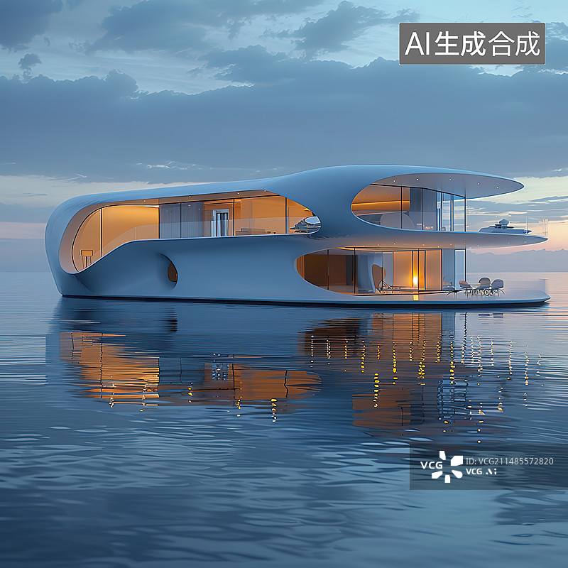 【AI数字艺术】城市风光地标建筑与游艇码头图片素材